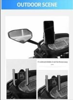 Universal Bike and Motorcycle Phone Holder with metal body, back mirror mounting design, 360-degree adjustable rotation, anti-slip grip, and secure smartphone holder for bikes, scooters, and motorcycles.