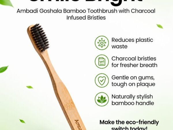 Eco Friendly Bamboo Tooth Brush – Natural Biodegradable Soft Bristle Toothbrush for Adults & Kids Pack of 2