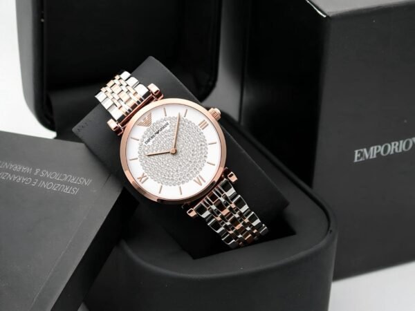 Emporio Armani Women's Analog Watch | Rose Gold & Silver Stainless Steel Watch