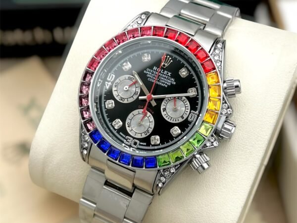 Rolex Daytona Rainbow Style Chronograph Quartz Analog Watch for Men