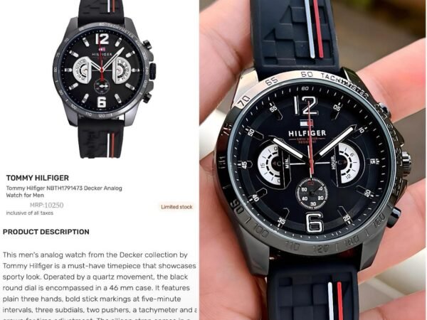 Tommy Hilfiger Black Silicone Strap Analog Quartz Watch for Men