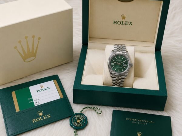 Rolex Stainless Steel Luxury Jubilee Bracelet Silver Watch with Green Dial 36mm Available on Onestall.in Reward Point
