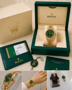 Rolex Stainless Steel Luxury Diamond Style Gold Bracelet Watch with Green Dial 36mm Available on Onestall.in Reward Point