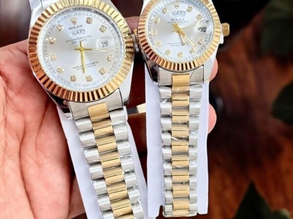 Rolex Couple Watch Stainless Steel Luxury Two Tone Gold Silver White Dial 41mm & 31mm | Reward Point