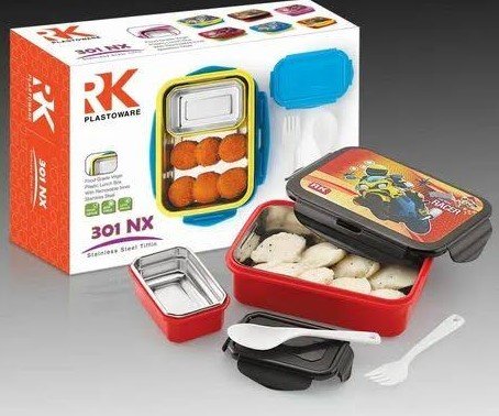RK 301 NX Stainless Steel Kids Lunch Box with Spoon & Fork | Leakproof Tiffin Box