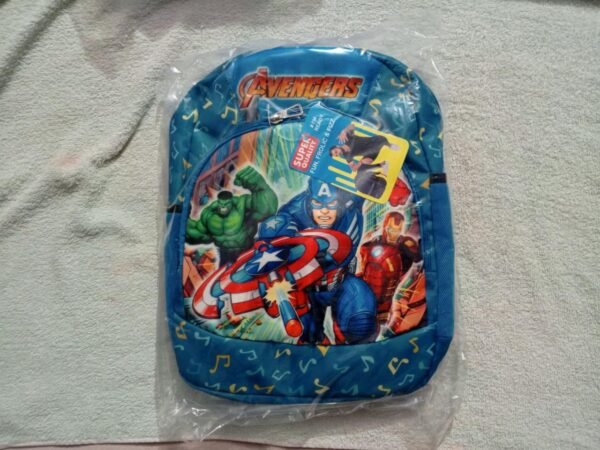 Avengers Printed Kids School Backpack for Boys | Lightweight Blue Cartoon School Bag for Nursery, LKG, UKG & Primary School