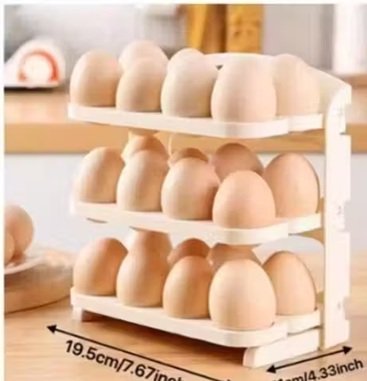 3 Layer Flip Type Plastic Egg Rack 24 Grid Refrigerator Egg Holder Tray for Fresh Egg Storage Kitchen Organizer