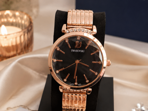 Swarovski Rose Gold Premium Watch for Women | Luxury Crystal Analog Wrist Watch