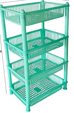 4 Layer Plastic Storage Rack for Kitchen Fruits Vegetables Grocery Storage Organizer Stand with Ventilated Baskets